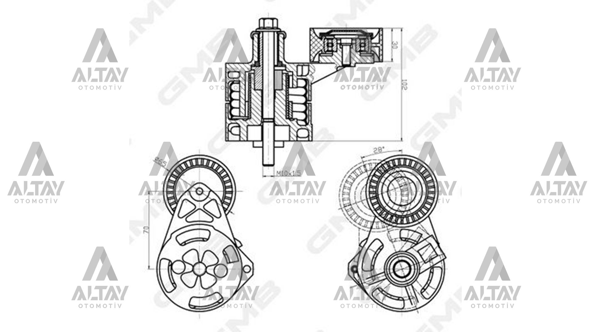 Ford Transit V Kayış Gergi Rulmanı Vantilatör Gergisi Komple OEM 6C1Q6A228BB Ford Transit V Kayış Gergi Rulmanı Vantilatör Gergisi Komple OEM 6C1Q6A228BB